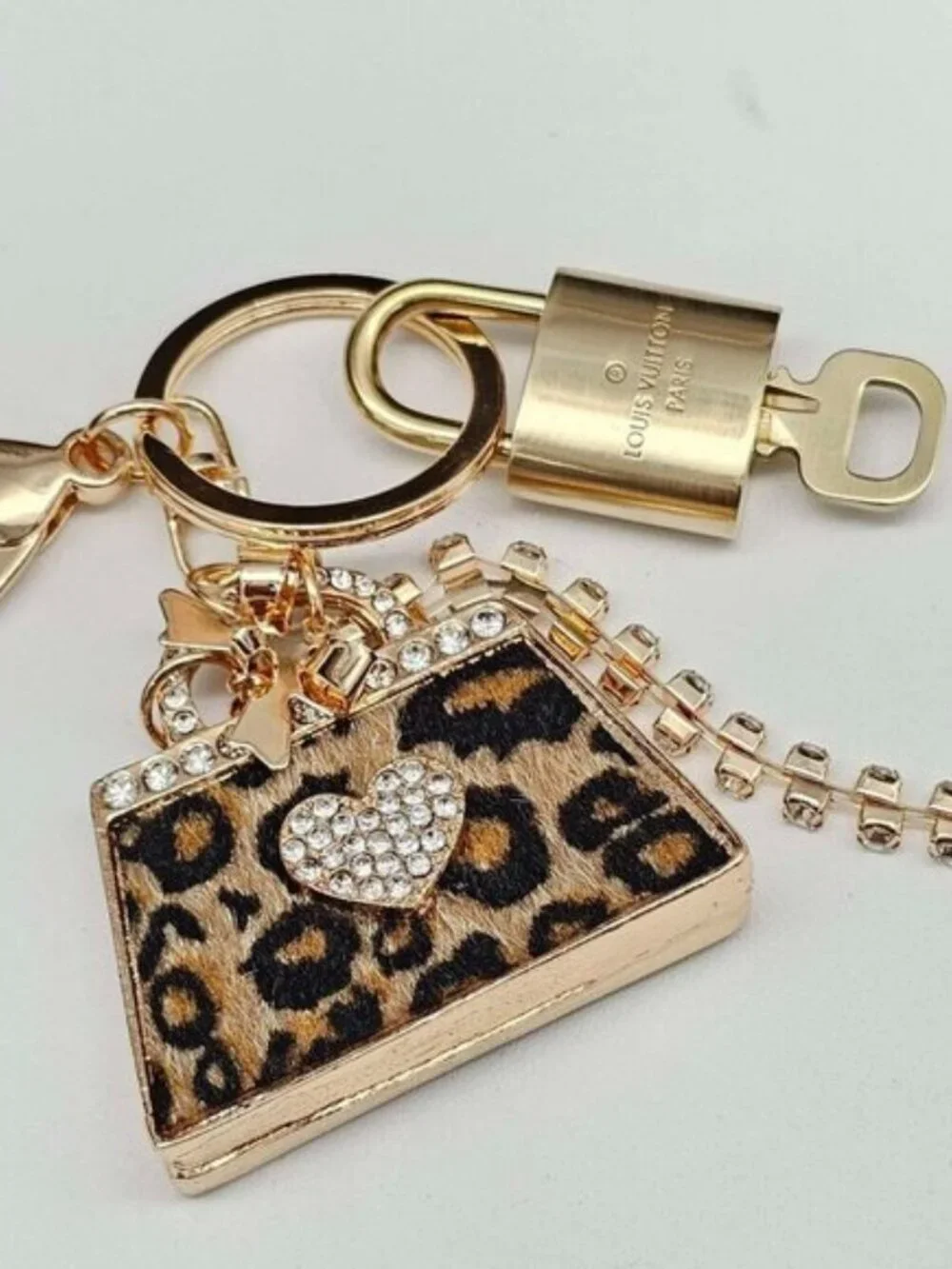 Authentic Louis Vuitton Lock & Key Gold ✨ Unbranded Keychain Bag Charm LV